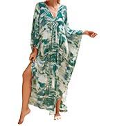 Kaftan Dresses for Women Plus Size Bathing Suit Cover up Vneck Batwing Dress Loose fit Moroccan Caftan mumu Dresses