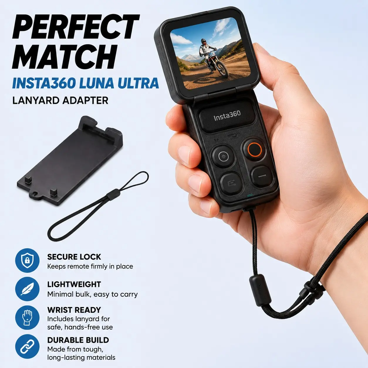 Insta360 Luna Ultra Separable Screen Stand, Wrist Strap Compatible, Portable Mounting Solution, Ideal for On-The-Go Use