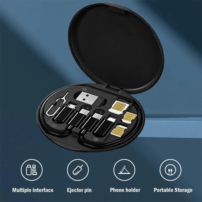 Portable Multifunctional Data Cable Storage Box, 60W Fast Charging Mobile Phone Holder Charging Cable Set Multi Head Conversio Bag Travel Shockproof superbox