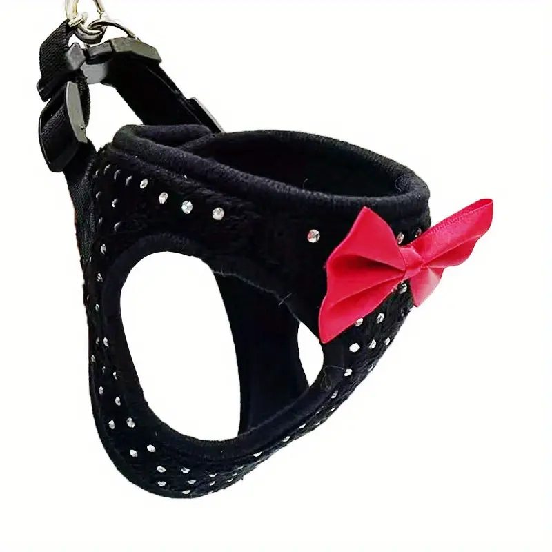 Dog Diamond Decoration Nylon Fabric Soft Breathable Chest Harness Vest - 3 Sizes (XS 17-24, S 20-27), Pet Leash Compatible Collar Alternative Chest Strap, Three Sizes, Other