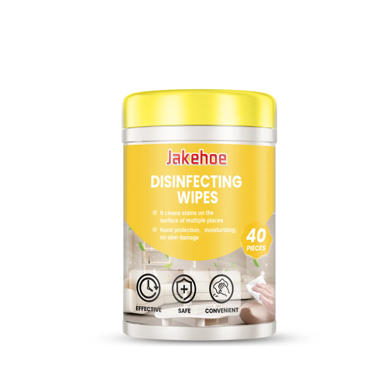 Jakehoe Multi-Surface Cleaning Wipes, 40 Pieces 8.2x12.7cm Laureth-7 Stain Removal Wipes for Kitchen & Home Surfaces