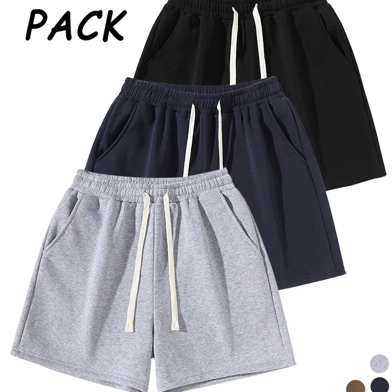 Men's Solid Color Drawstring Waist Shorts, Casual Fitted Jogger Pants for Daily Wear, Sports & Outdoor Activities, Unisex Fitness Athleisure Shorts, Athletic Wear Shorts