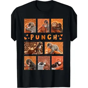 180gFun Baby Monkey Punch Team T-Shirt - 100% Cotton, Crew Neck in Black with Whimsical Print - Ideal for Casual Wear, Gardening Clothes, Black & White Print, Round Neck for Men & Women Perfect As A Halloween, Christmas, Thanksgiving, or Birthday Gift