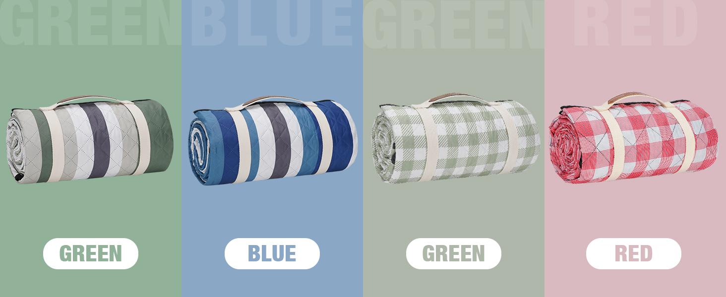 Picnic Blankets Outdoor - 80"x80" Waterproof Beach Blanket, Machine Washable 3-Layer Foldable Park Mat with Sandproof Backing for Grass, Hiking, Travel, Concerts, Indoor (BlueStrip)