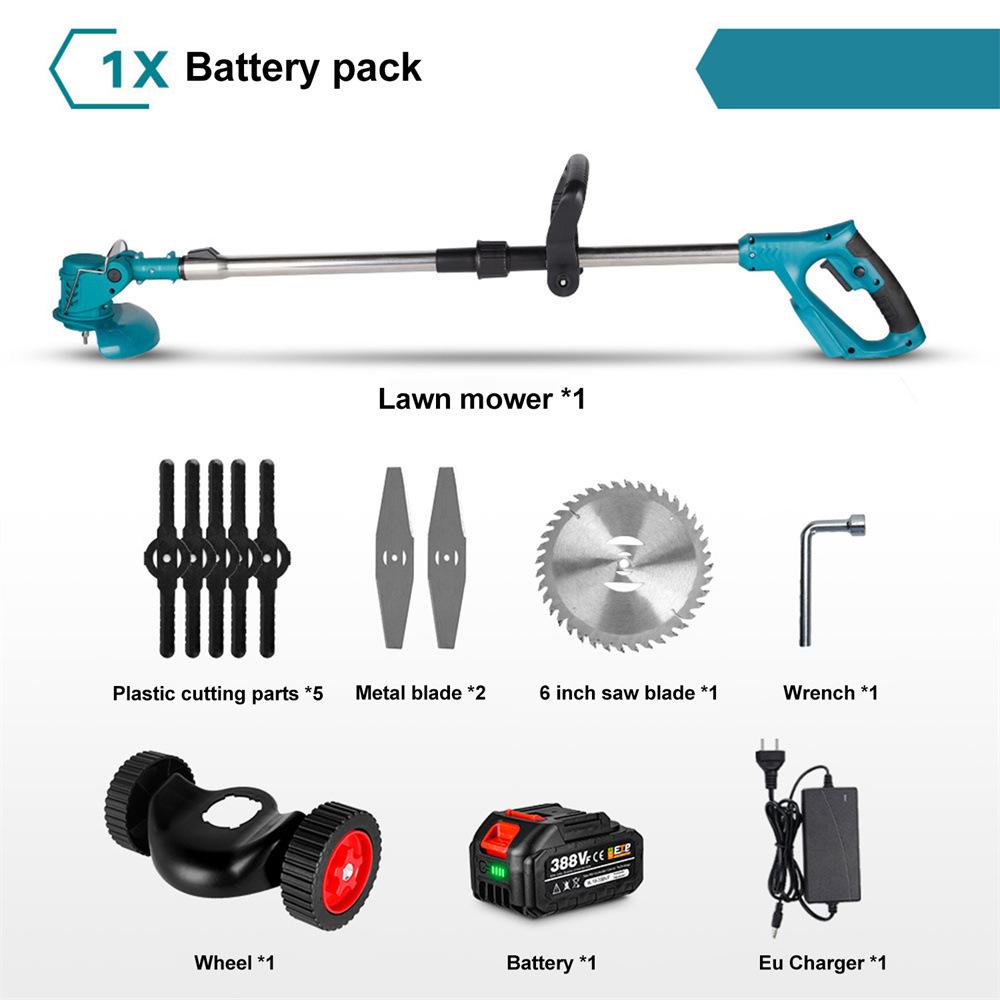 21V Telescopic Electric Lawn Mower, Household Weeding Machine, Lithium Battery Rechargeable Grass Trimmer, High-Power Lawn Mower
