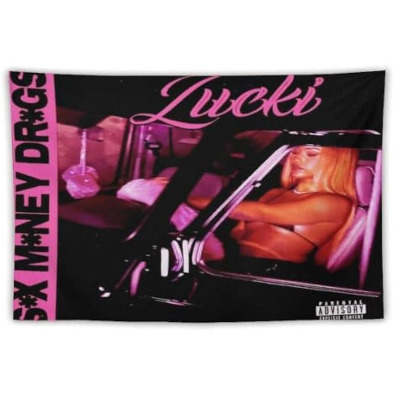RMLYUSR Lucki Sex Money Drugs Album Cover Music Tapestry 40x60 Inch Banner for Bedroom, Living Room, College Dorm Wall Decor