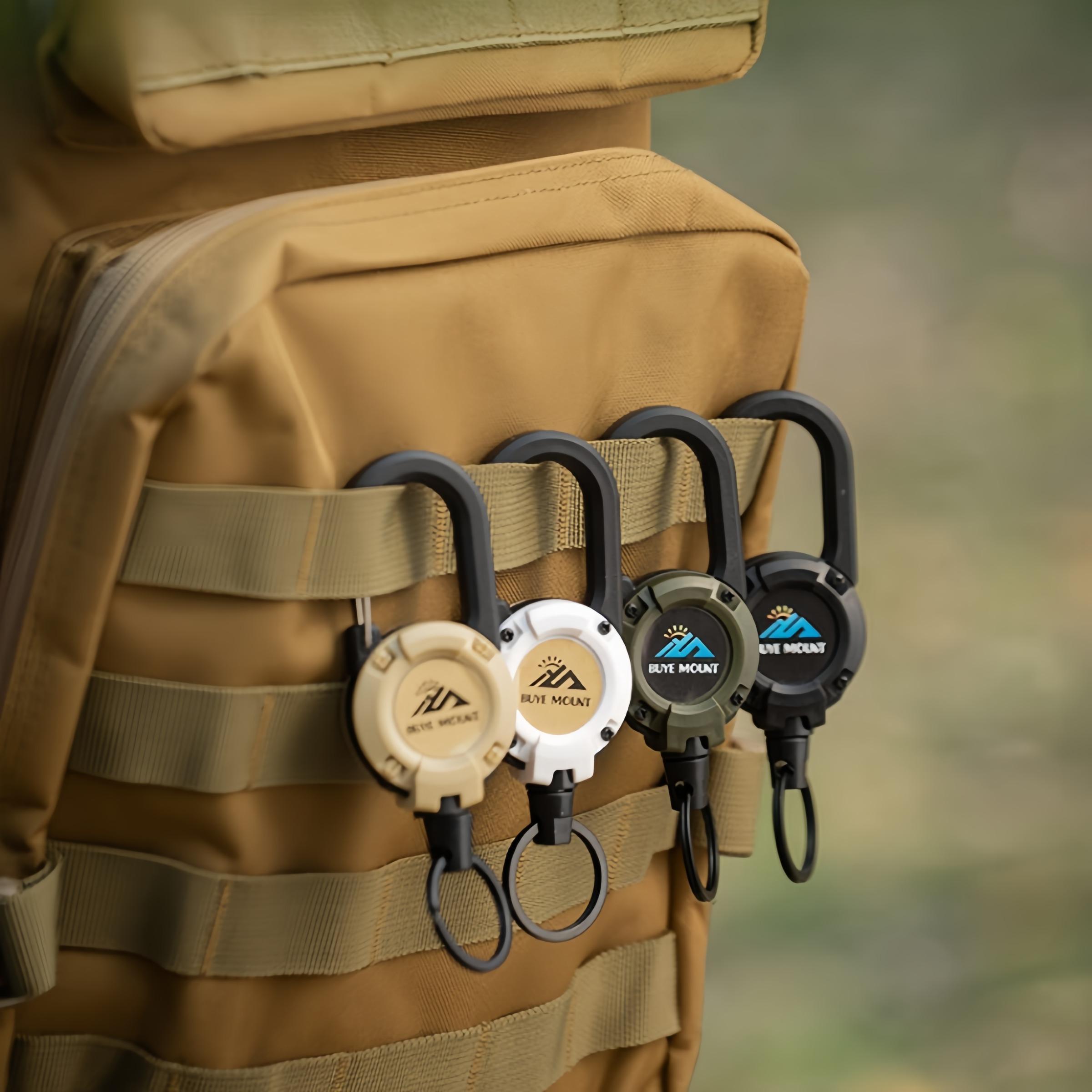 Outdoor Camping Tactical Easy Pull Buckle Hook Carabiner, 1 Count Multifunctional Retractable Keychain For Camping Hiking (Logo Color Random), Gift