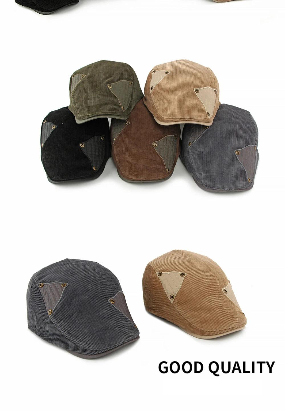 HT4977 Berets Autumn Winter Caps for Men Women Artist Painter Corduroy Beret Hat Male Female Ivy Flat Cap Adjustable Beret Caps