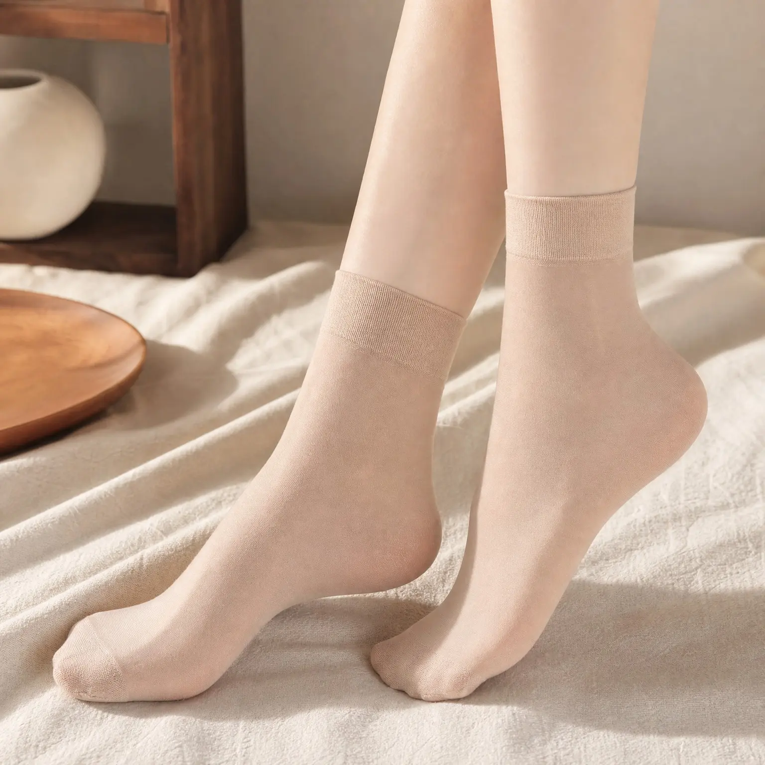 Women's 50D Ankle High Sheer Stocking Socks with Reinforced Toe, Stretchy Top Band, Breathable, Silky Smooth, Box Packing
