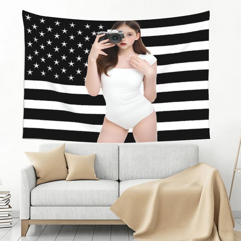 Tapestry  Custom Pink and Black American Flag Tapestry, Personalized Flag, Fun Tapestry Poster, Can Use Your Own Image Design, Suitable for Decoration, Ideal for Clubs, Concerts, Bars, Universities, Dorms, Living Rooms, Bedrooms, Size 40*60