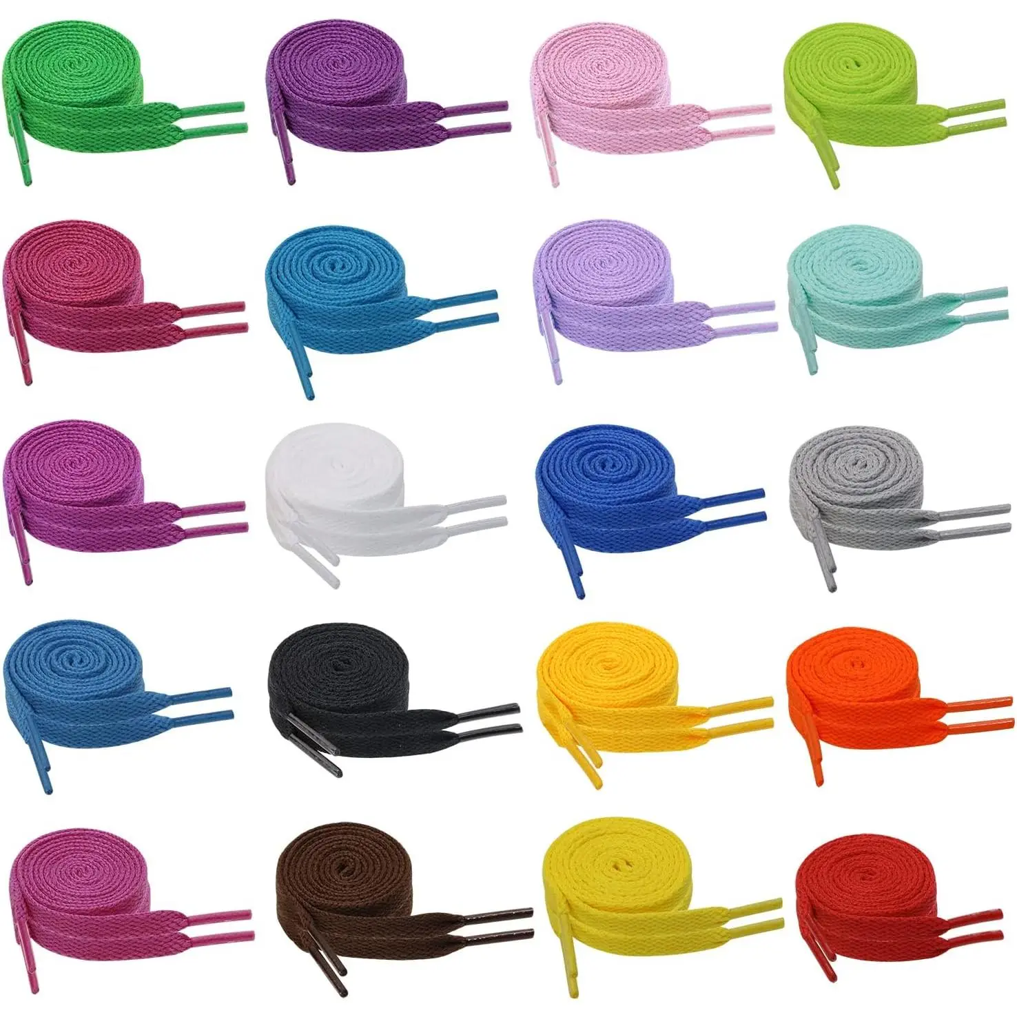 20 Colors Laces for Sneakers, Flat Shoe Strings for Athletic Running, Gym, Golf Shoes, Boots - 33Inch, 20 Pairs