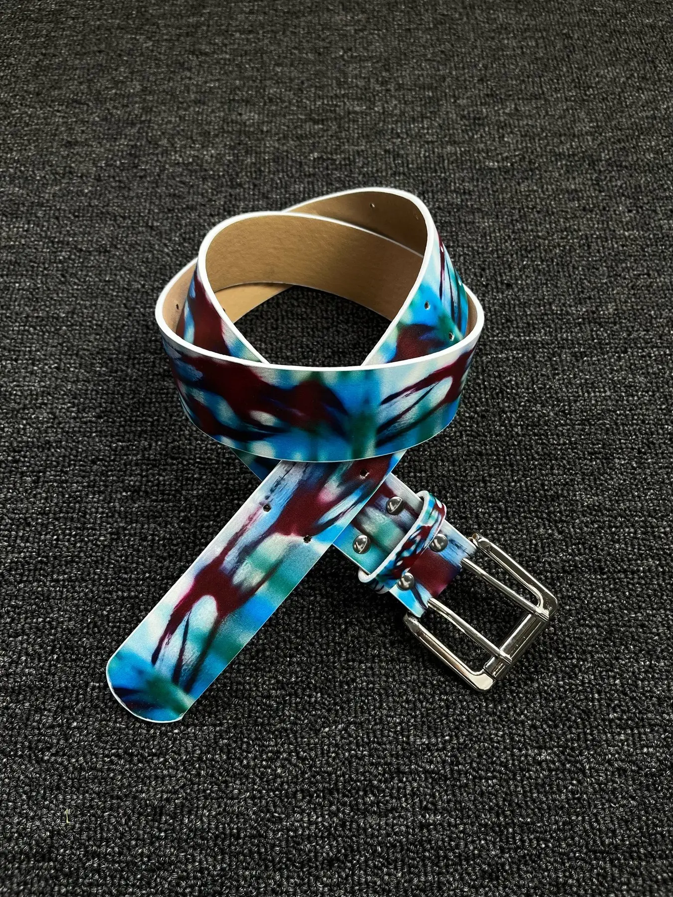 Blue Thorn Belt Cyberpunk Art Blended psychedelic Neon Belt Unisex Double Needle Buckle