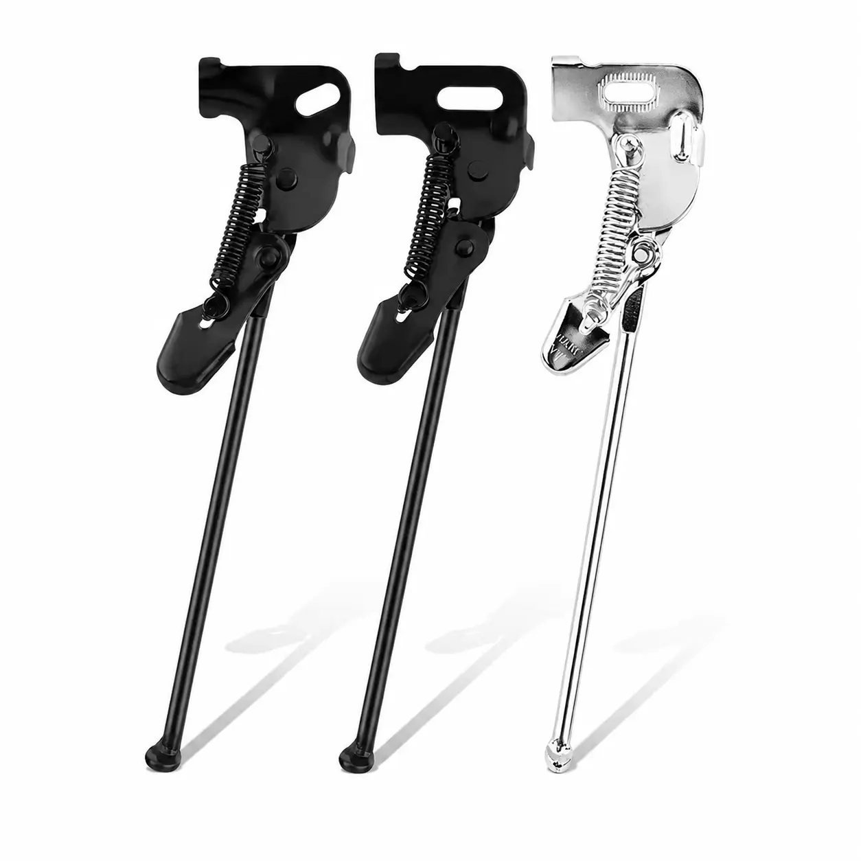 Heavy-Duty Single Bicycle Kickstand with Spring Assist for Mountain Bikes and Hybrid Bikes, Fits 16 to 28 Inch Wheels, Compatible with Square and Round Mounting Interfaces, Durable Steel Construction for Reliable Side Support