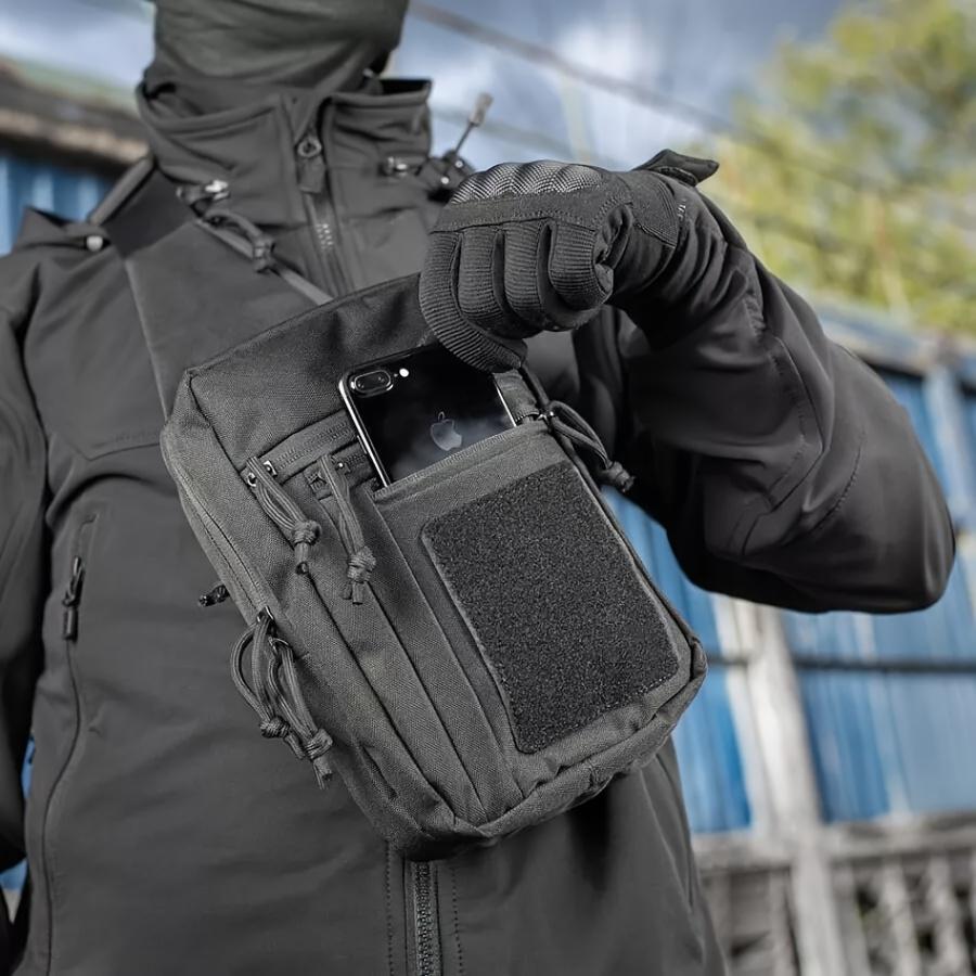 Men's Black Concealed Carry Holster Sling Bag, Small Pistol Backpack Chest Backpack, Travel, Sports, Walking Crossbody Shoulder Bag-Nylon Strap Zipper Closure