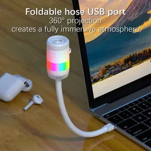 Two-in-one USB Milky Way Projection Lamp, 10 kinds of RGB color soft bedside atmosphere lights, flexible swivel design, suitable as a projection lamp gift for bedroom decoration or wall decoration.