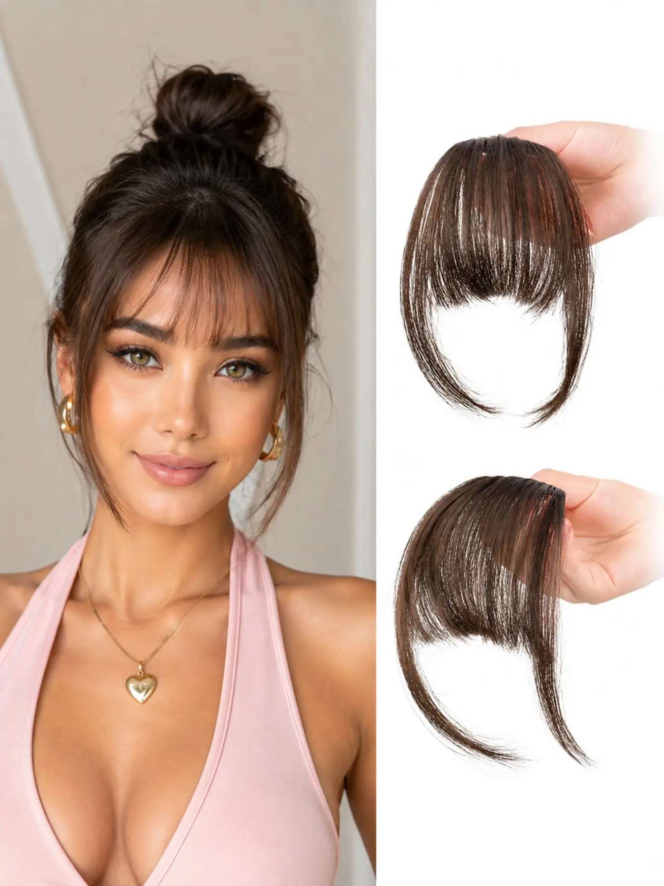 Synthetic Fake Invisible Air Bangs Hair Extension Front Fringes Hairpiece Black Brown Hair Accessories for Women