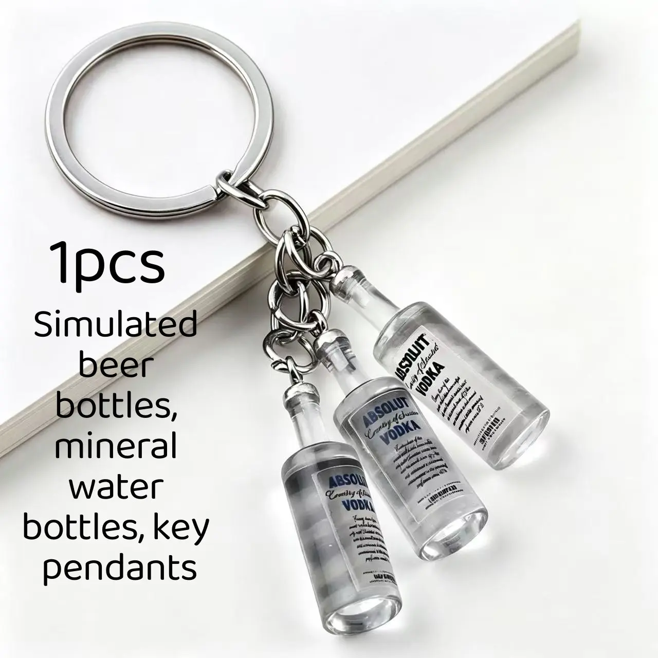 1 piece - Cute and adorable mini vodka beer bottle or mineral water bottle imitation keychain with personalized and creative design.