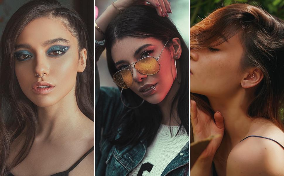 Jstyle 18G 16G Surgical Steel Nose Rings Hoops for Women Opal CZ Septum Rings Clicker Hinged Segment Nose Ring Lip Helix Cartilage Conch Daith Rook Nose Body Piercing Jewelry 8mm 10mm