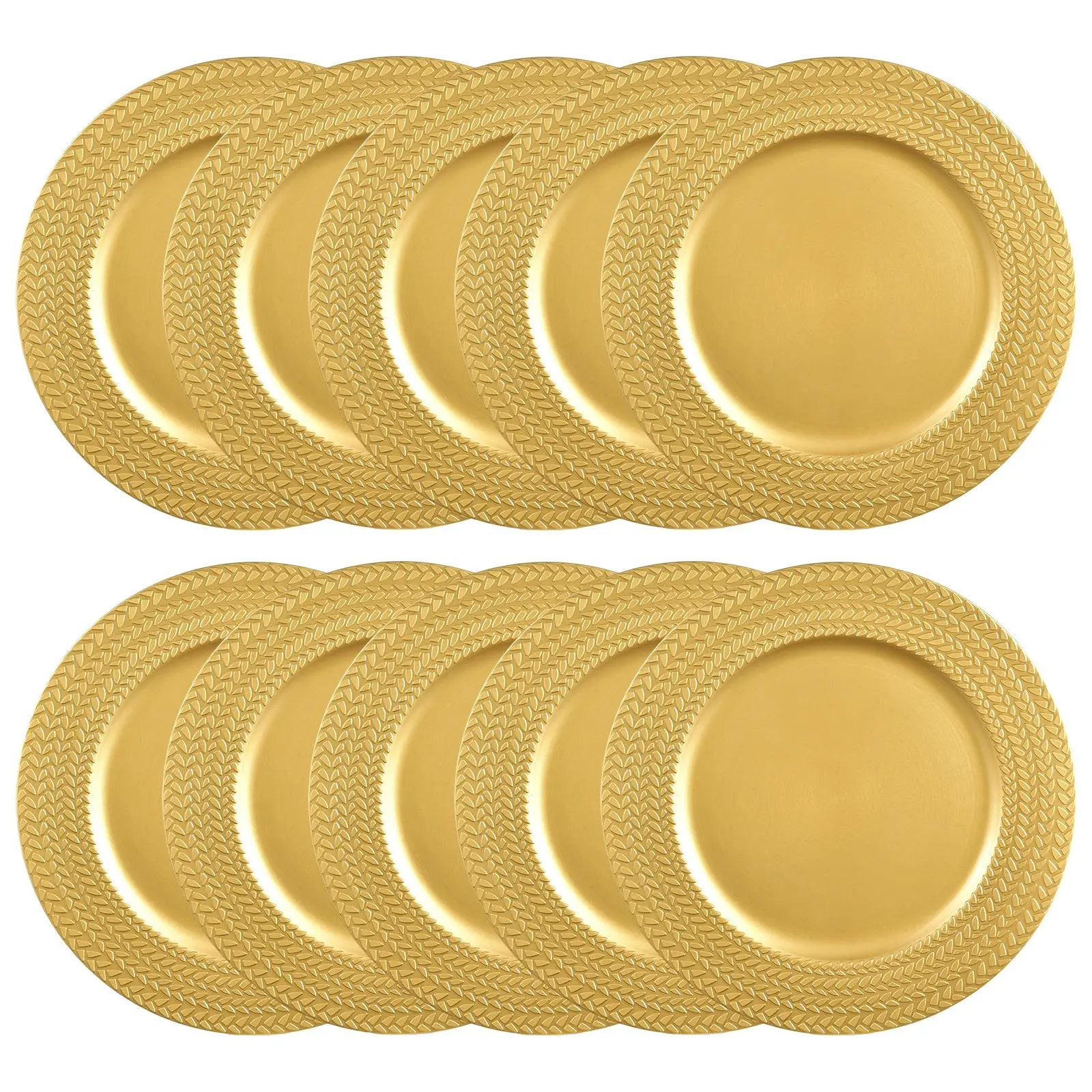 Gold Chargers Plates 13 Inch Decorative Gold Charger Plates with Wheat Pattern Rim for Weddings Parties Banquets Christmas Table Setting