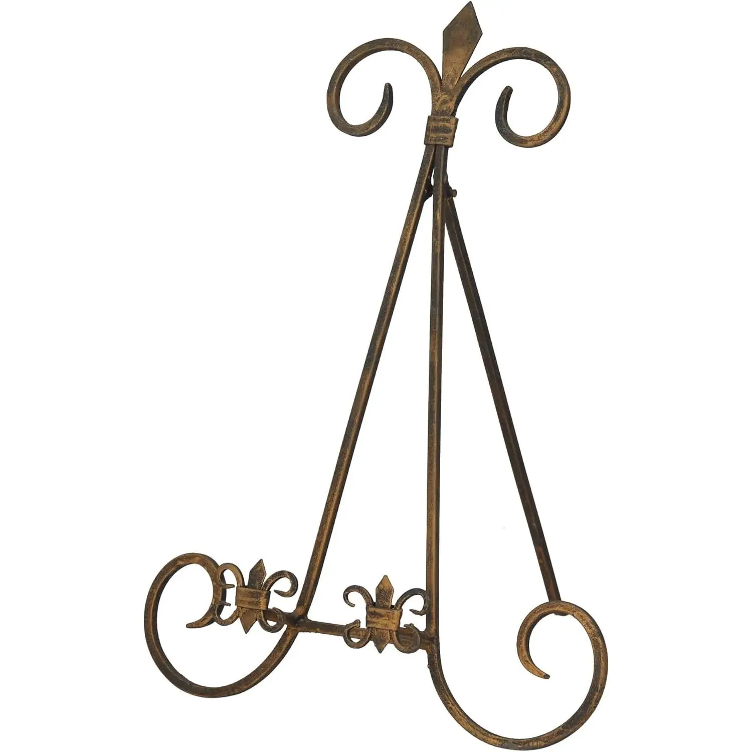 Metal Scroll Display Easel Tabletop Easel with Foldable Stand, Display Stand 11" x 10" x 14", Gold