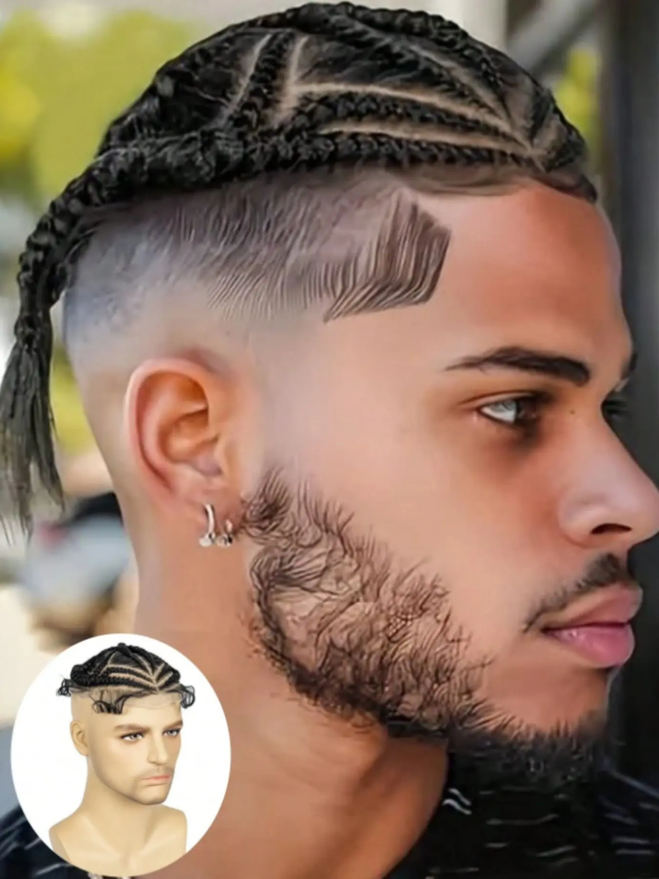Cornrow Braids Toupee for Men, Daily Use, All Seasons, Easy to Wear, Stylish Hair Accessory, Perfect for Everyday