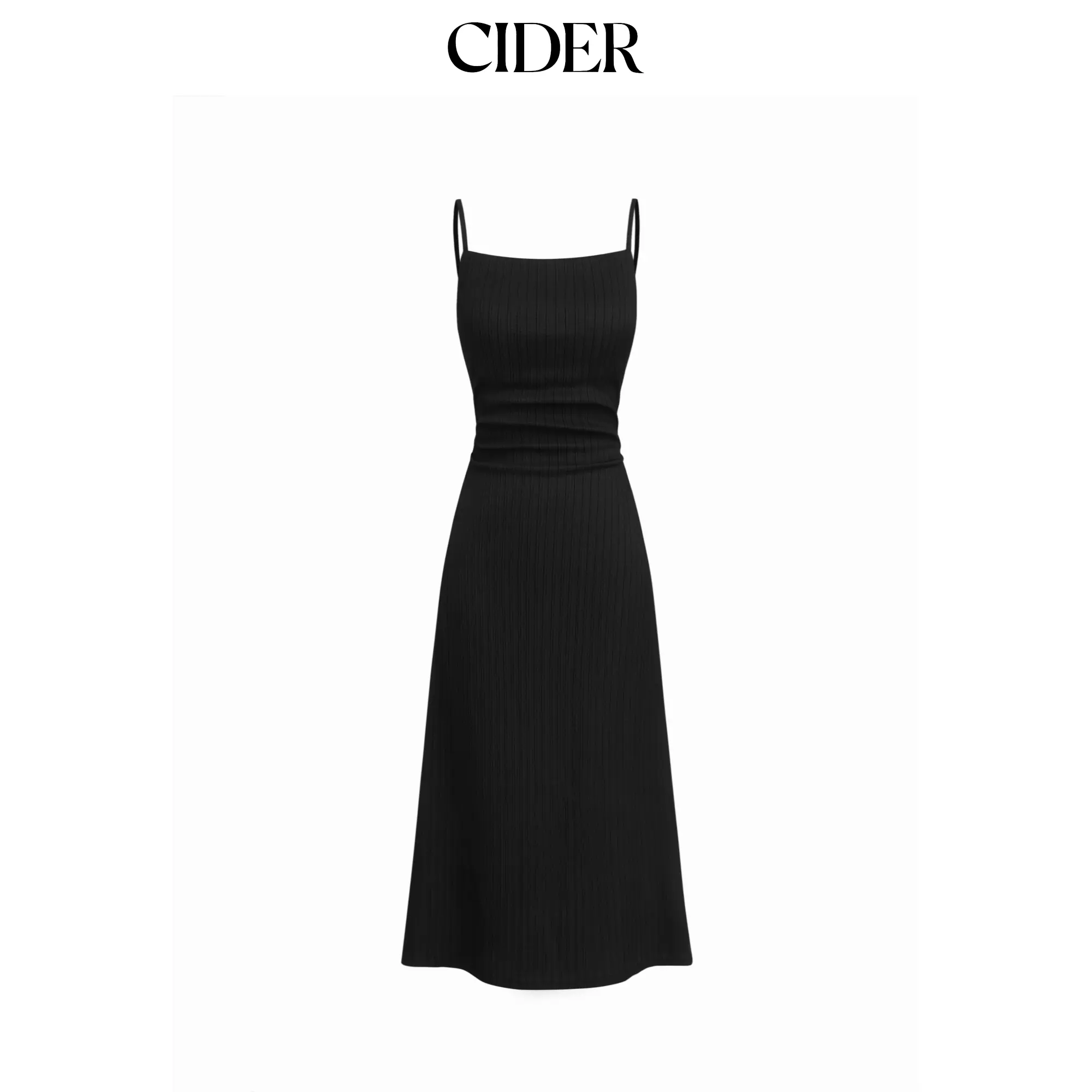 Cider Women's Square-Neck Ruched Midi Slip Dress