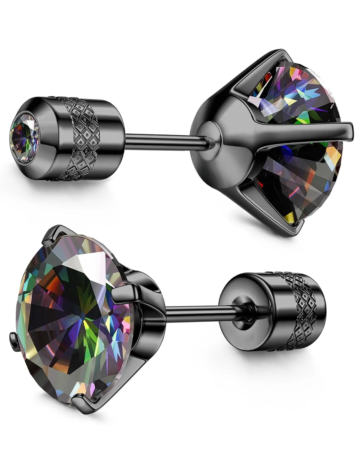 1 Pair of Titanium Earring for Men Women Titanium Stud Earrings 20G Pure Implant Grade Titanium Earrings for Sensitive Ears Double Side 5A Cubic Zirconia Earrings Sleeper Studs Earrings