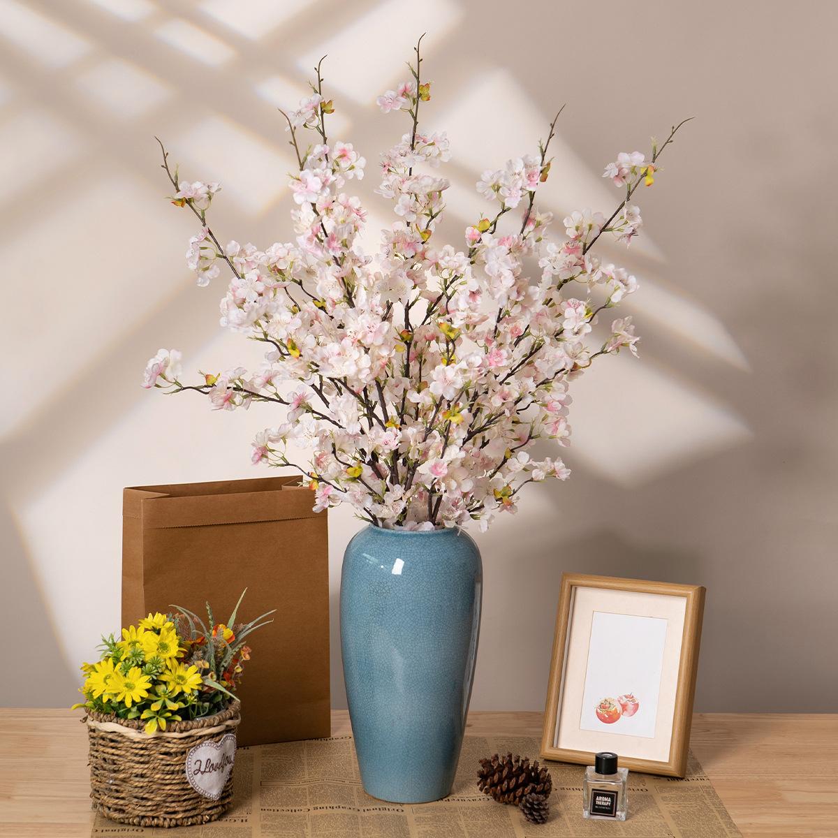 Spring artificial flowers, multi-branched cherry blossom branches, wedding floral arrangements, home decor artificial flowers, hotel decorations, artificial peach blossoms