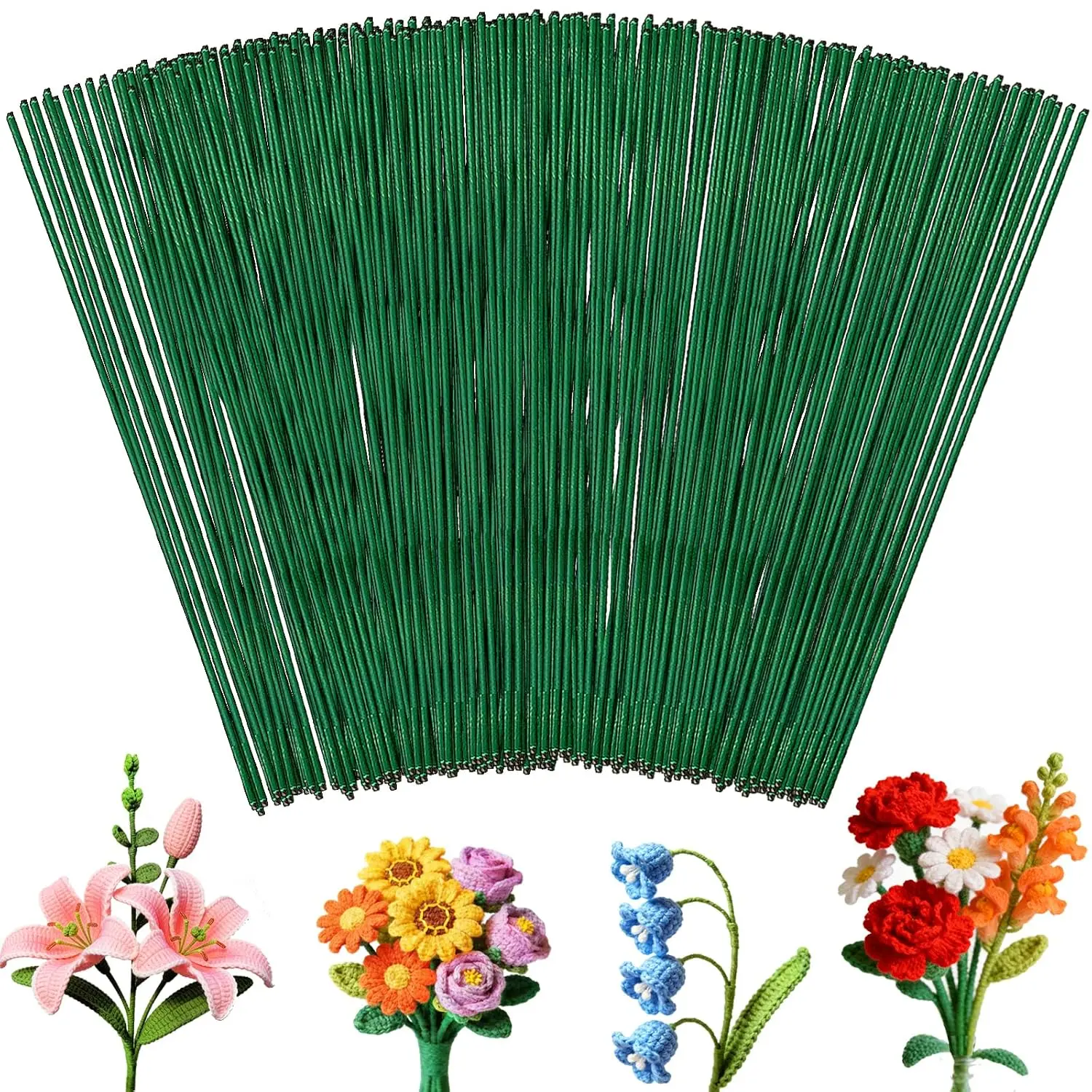 100 count 14 Inch 2mm Dark Green Iron 18 Gauge Floral Stems Wire for Artificial  Arrangements, DIY Crafts, Wedding Parties, Garden Decoration