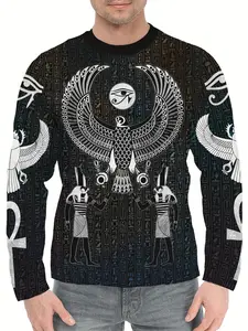 God Bird Pattern 3D Print Long Sleeve Sweatshirt, Trendy Fashion Loose Fit Top, Casual Spring & Fall Wear, Unisex Pullover