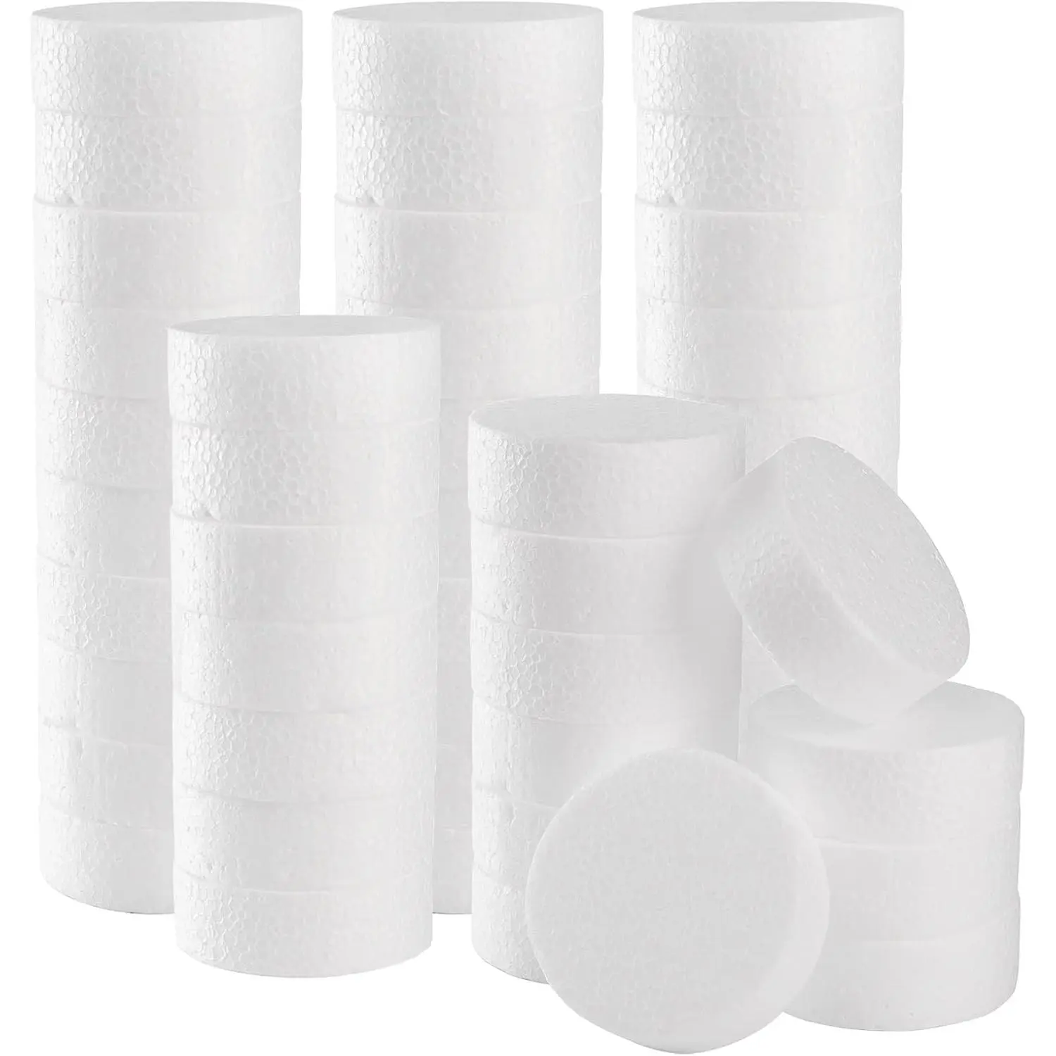 48 Pack Foam Circles for Crafts, 3 Inch Polystyrene Foam Discs, Round Craft Foam for DIY Arts, Sculpture, Modeling, Kids Class, Floral Arrangement
