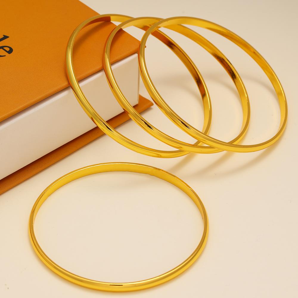 Minimalist Plain Gold Tone Stackable Bangle Set 4pcs Layered Copper Bracelets Quiet Luxury Daily Wear Jewelry Accessories for Women Valentines&birthday Boujee Gifts for gf Mother's Day gift
