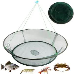 Foldable Fishing Net, Minnow Trap Crab Trap Crab Net, Drop Net for Pier Fishing, Drop Nets for Pulling Up Fish with Rope, Portable Bridge Fishing Nets for Minnows Crawfish Shrimp, Fishing Gear