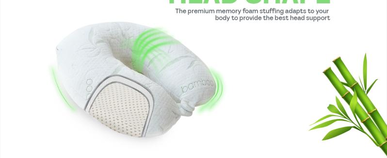 White Rayon Derived from Bamboo Neck Pillow, Travel Pillows for Airplanes, Best Rated Travel Pillows with Cooling Memory Foam, Neck Pillows for Sleeping Travel, Airplane Headrest Pillow