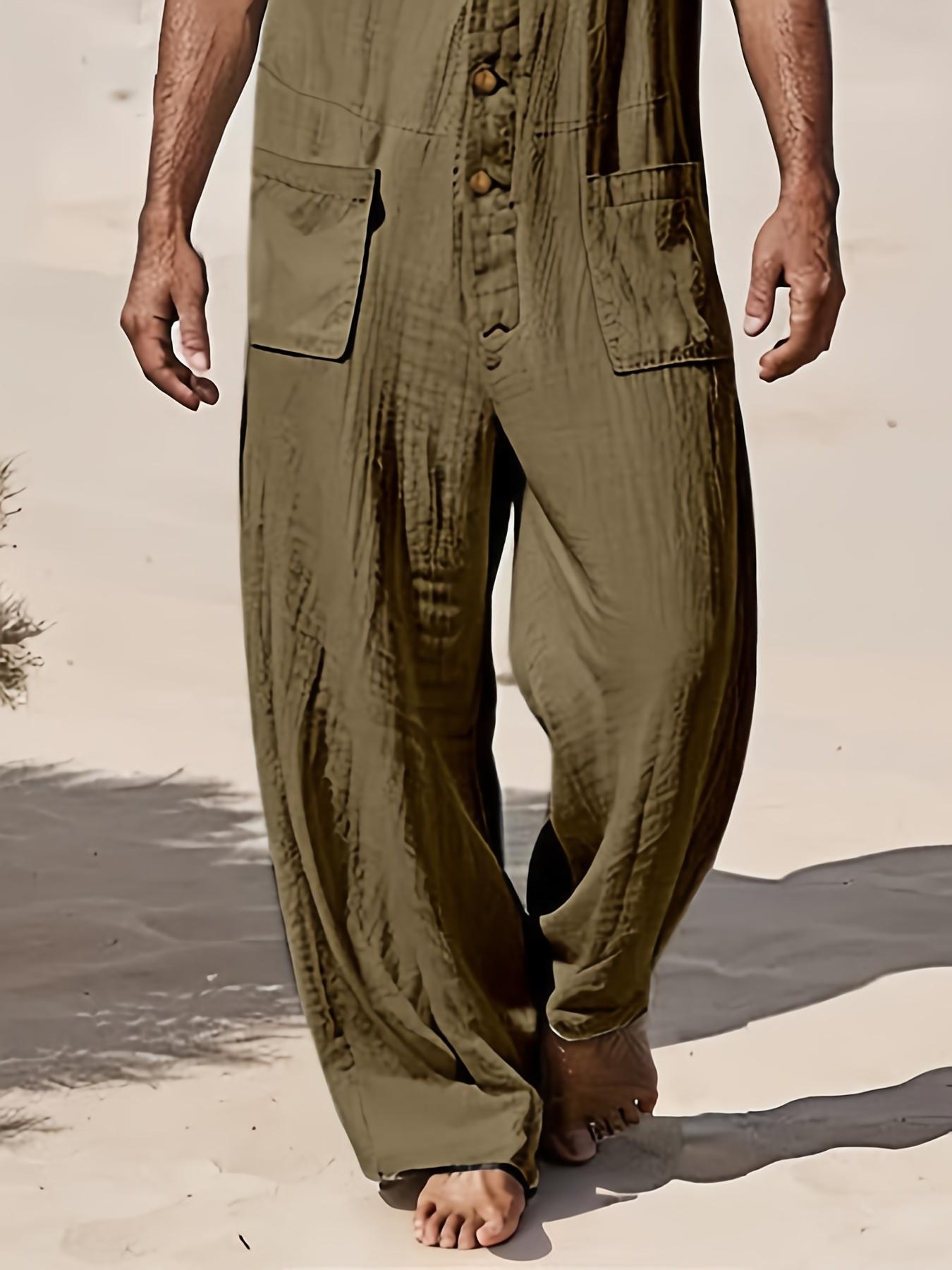 Mens Leisure Linen Jumpsuit