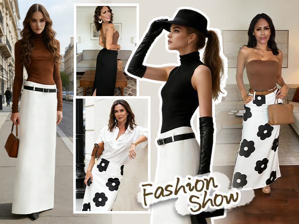 UOOZEE Women's 2026 New Autumn Spring Old Money H-Shaped Basic Womenswear Maxi Skirt, Minimalist Solid Loose Fit Zipper Elegant Daily Outings Date Night Outfit, Commuting Bottoms with Pockets