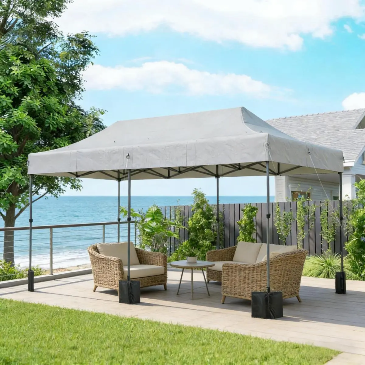 Aobtkel Stable Instant Foldable Canopy Tent - Sun Protection, Windproof Outdoor Patio Shelter for Watch Party, On-Site Use, 12 Holes Prevent Rainwater Pooling