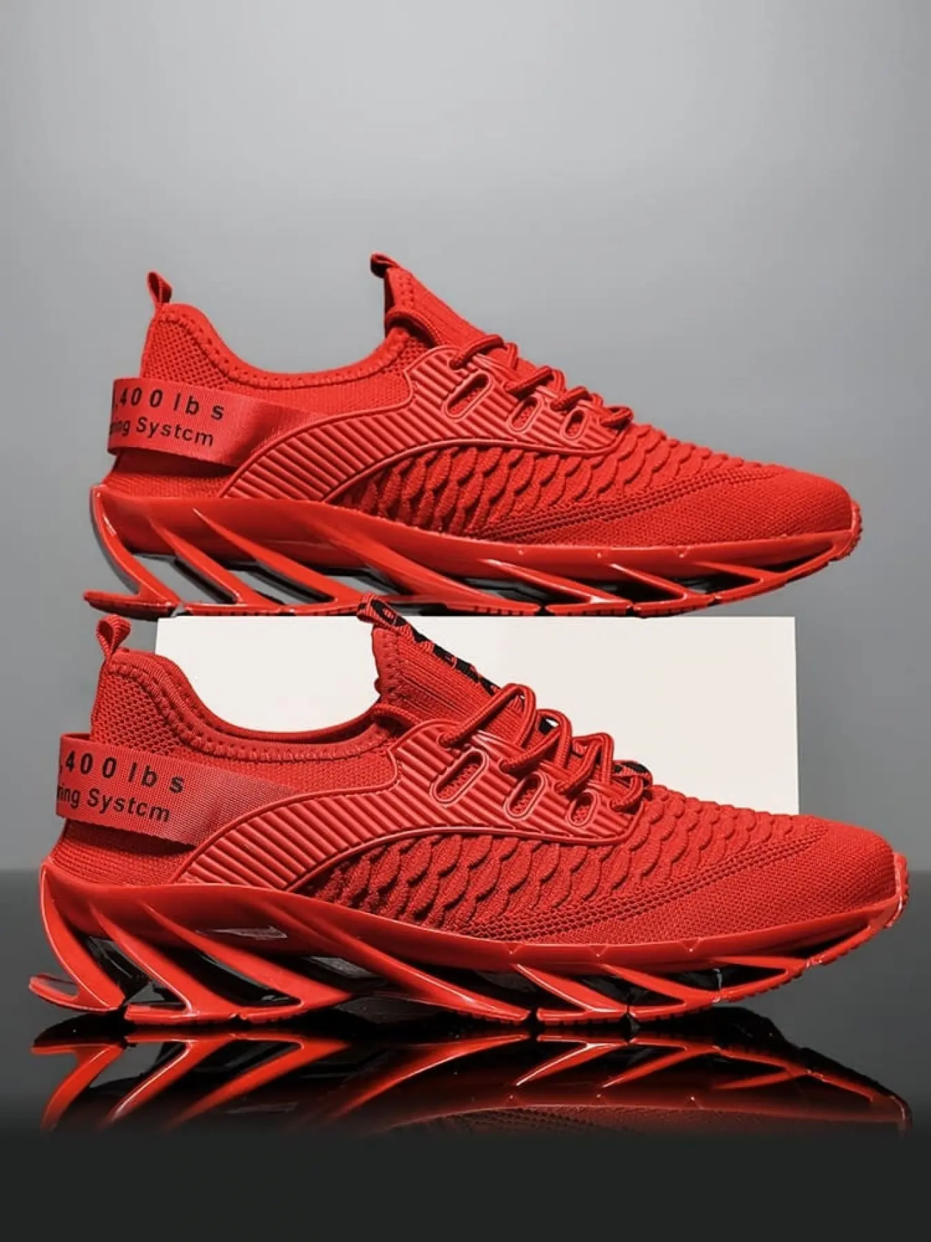 Men's orange sport running sneaker shoes. Breathable flyknit material, shockproof blade sole, lightweight and flexible for daily sports and outfits.