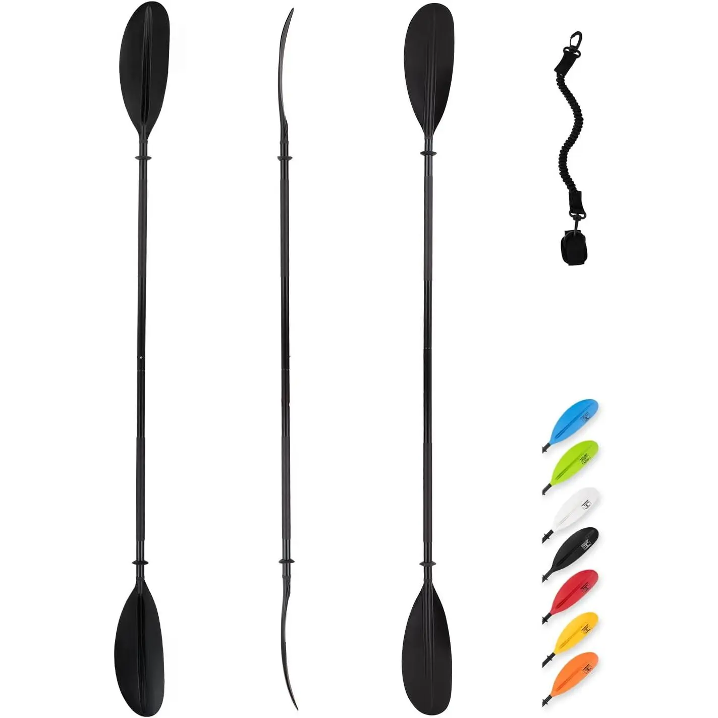 Kayak Paddle 86in/218cm, 90.5in/230cm, 95in/241cm Alloy Shaft Kayaking Boating Canoeing Oar with Paddle Leash