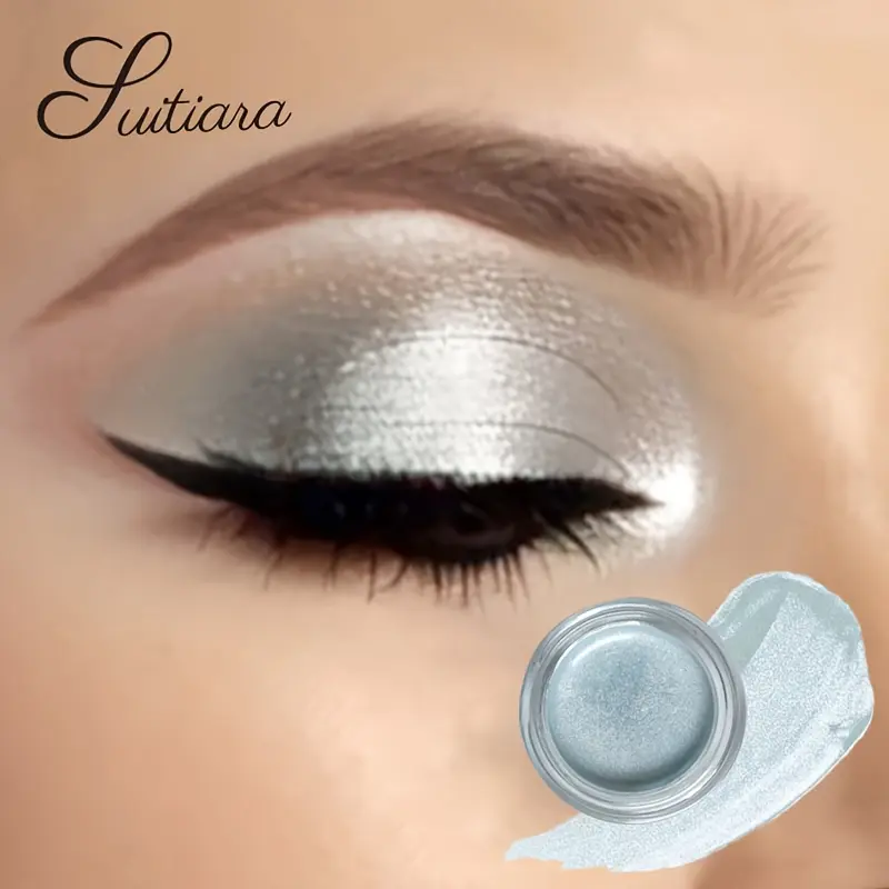 2pcs Shimmer Eyeshadow Jelly Gel Set, Long-Lasting Waterproof Formula in Silver & Mint, High-Shine Non-Caking Makeup for Women, Cosmetic
