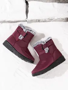 Women's Fashion Comfortable Fall Winter Outdoor Warm Fuzzy Thick Sole Cotton Boots, Easy on Off, Suitable for Home or Outdoors, Light Weight Soft Bottom