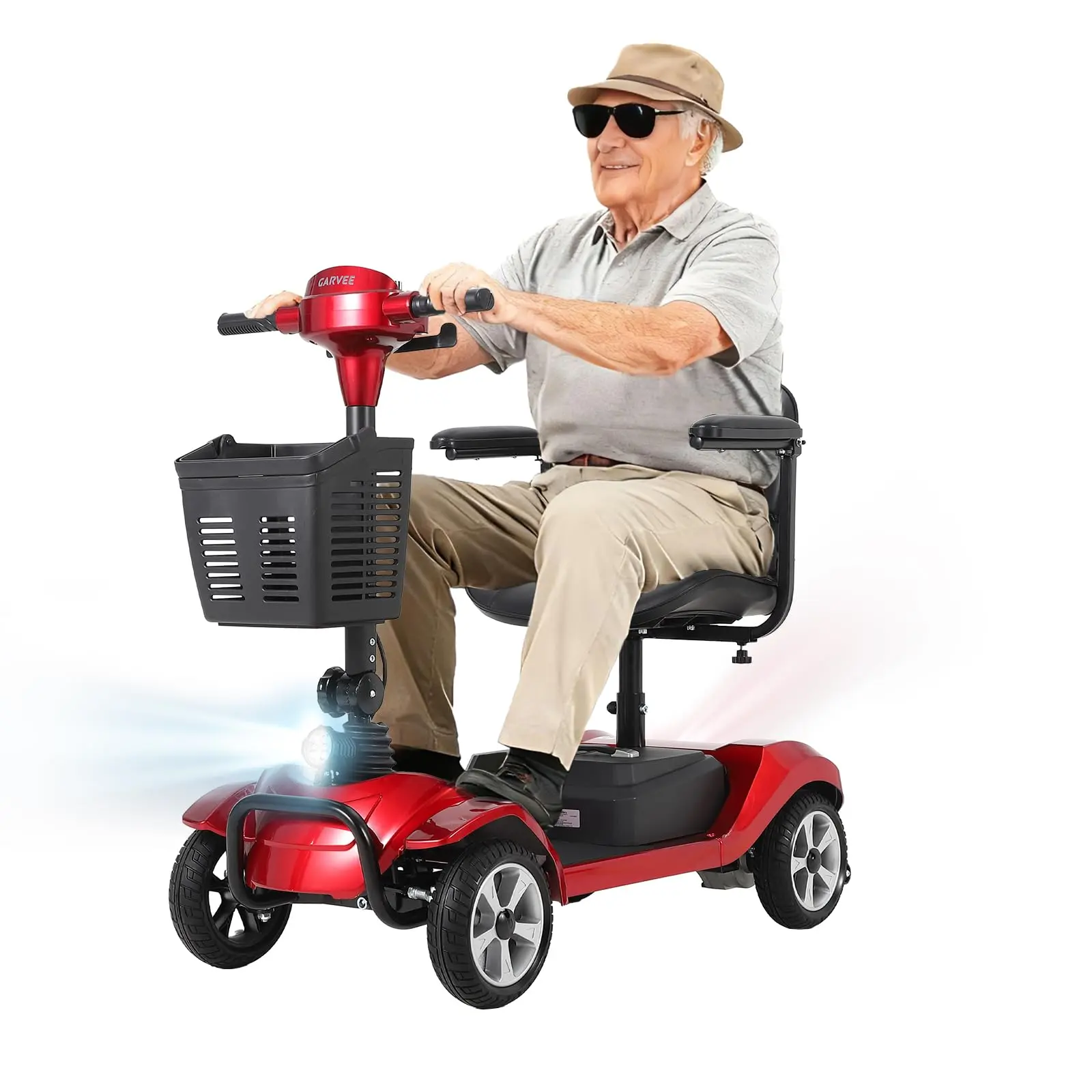 Lightweight Foldable 4-Wheel Mobility Scooter for Seniors and Adults, Equipped with 350W Powerful Motor & 20Ah Detachable Lithium Battery, Heavy-Duty Weight Capacity Portable Travel Mobility Aid