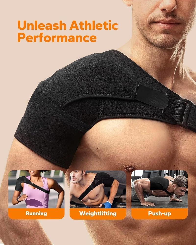 Shoulder Brace, Rotator Cuff Support Brace and Arm Sling for Pain Relief, Shoulder Compression Sleeve for Preventing Strains and Dislocation, Adjustable Fits Left and Right Arm, Men & Women Black Healthcare