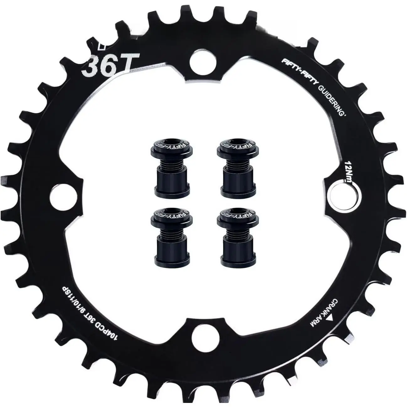 Round 104BCD Chainring, 30T/32T/34T Narrow Wide MTB Chainring | Single Chainring for 9/10/11-Speed, Durable and , Easy to Install, 4 Alloy  for Mountain