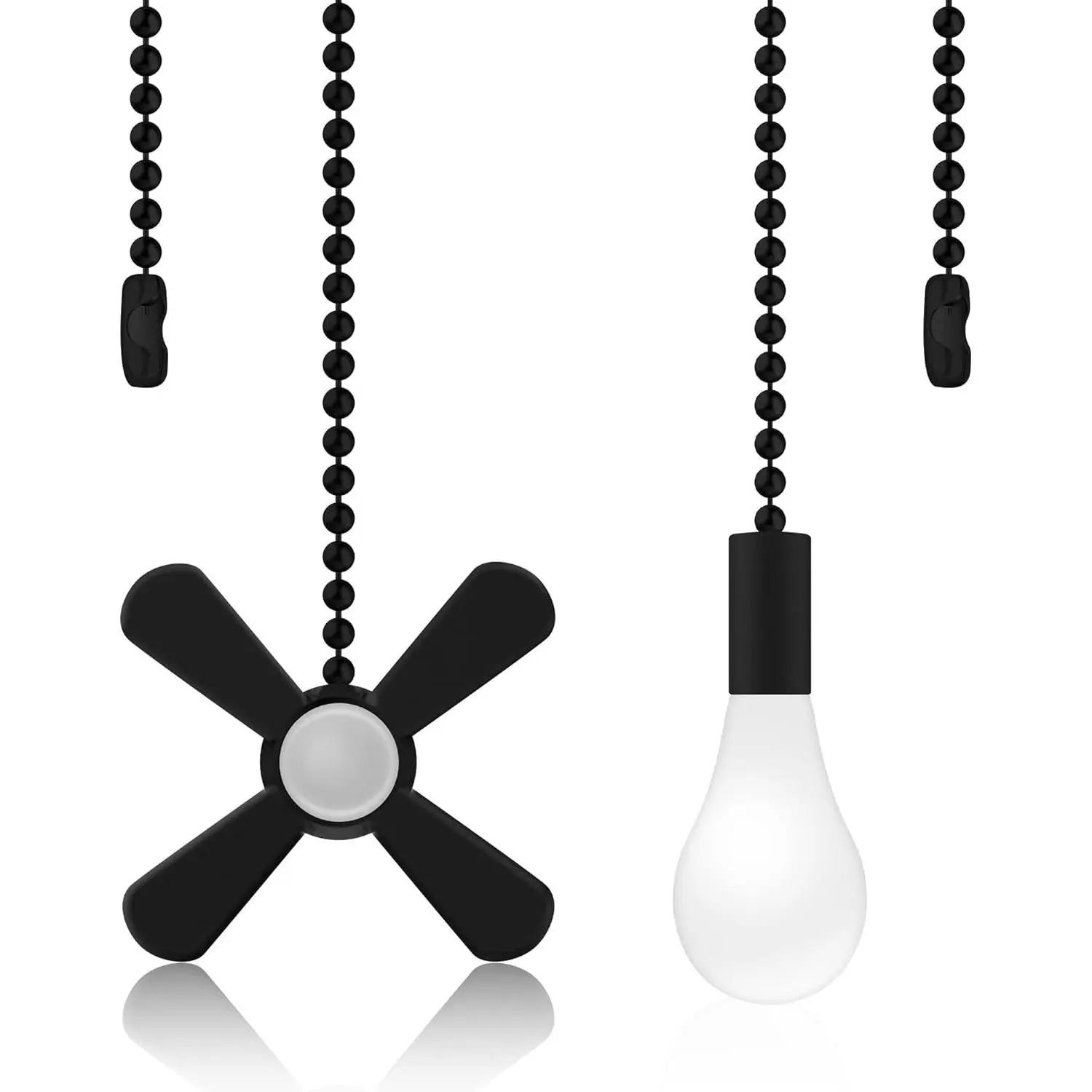 Ceiling Fan Pull Chains With Decorative, 2 count Of Black Ceiling Fan Chain Extenders 13.6 Inches Fit  Standard Ceiling Fans And Light Fixtures,Pull Chain Extension With Connector.