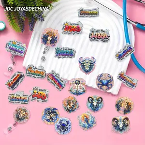 Mix 12pcs/24pcs Zodiac Constellations/ Letters Acrylic Flatbacks As Shown For Badge Reels Keychains