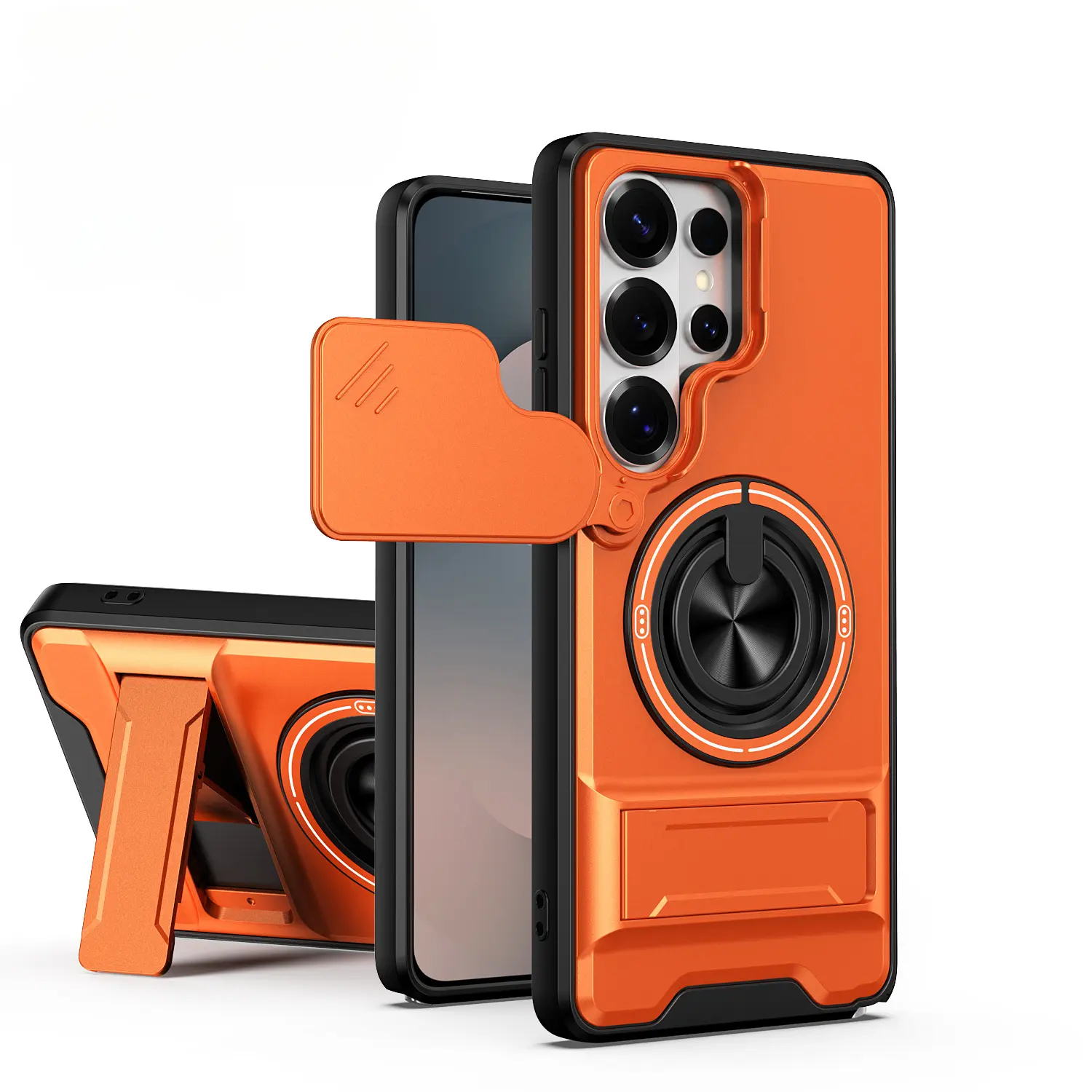 Rotating Ring shockproof Phone Case accessory , Compatible with Samsung S26/S25/S24/S23/S22/S21 Ultra, High-End Design, Practical Stand Case, TPU+PC Armor Shell, with Camera Protector, Unisex, Military-Grade Protective Case slide cover