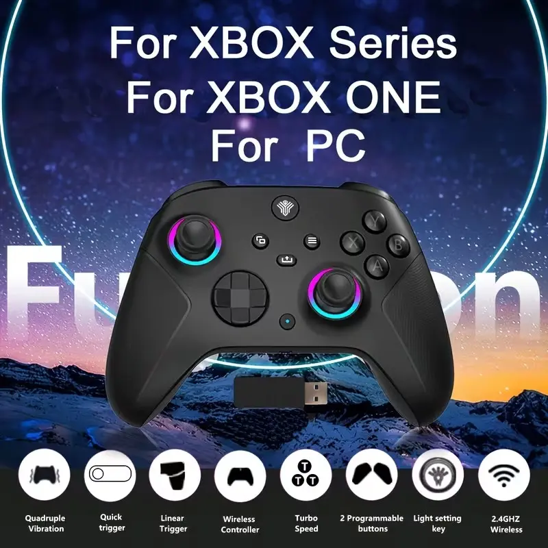 Wireless Game Controller for Xbox One, Xbox Series X/s, PC Steam, 2.4GHz Adapter, Vibration, 3.5mm Audio Jack, Hall Effect Trigger, Ergonomic Grip