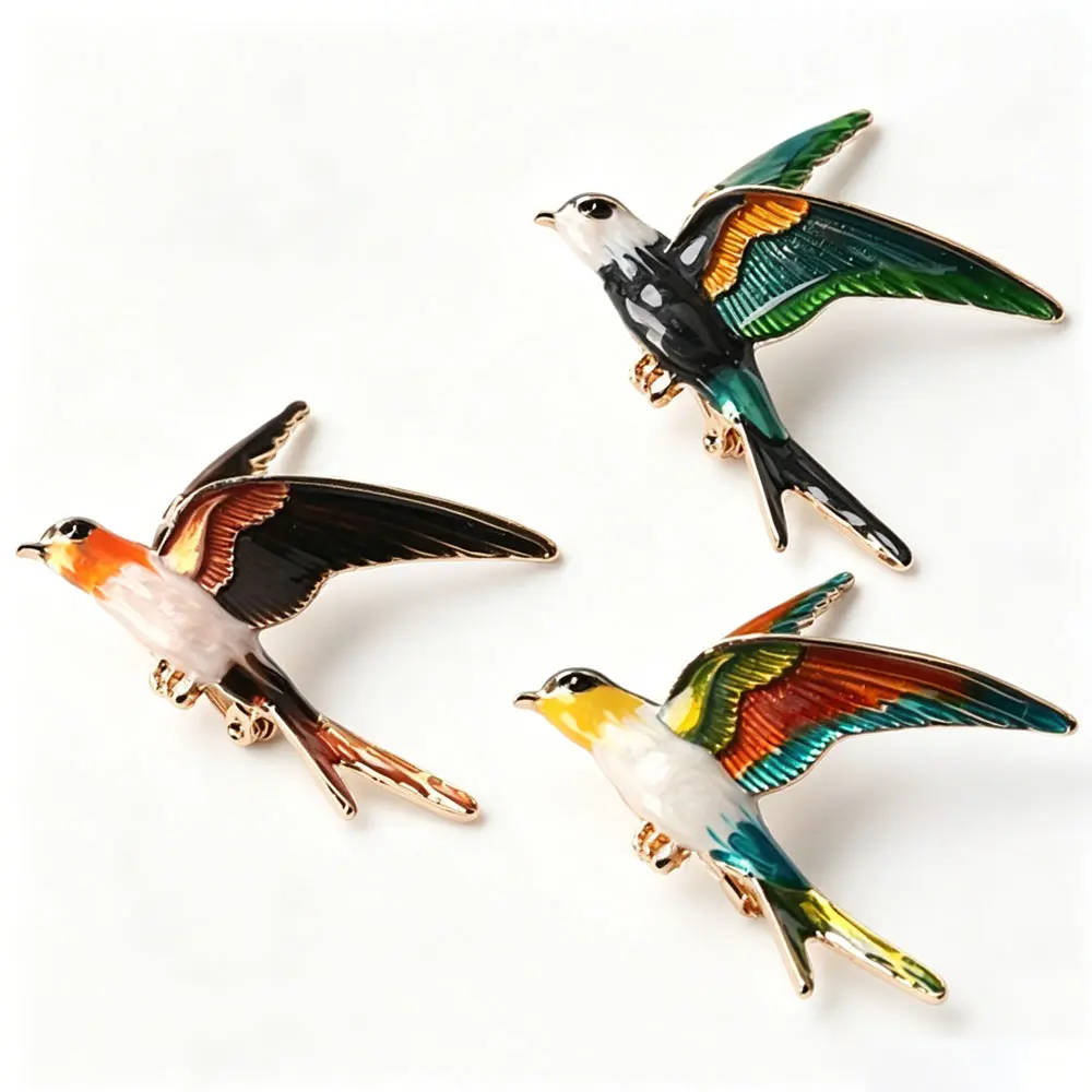 Creative Bird Brooch Enamel Feather Natural Design Ladies' Novelty Brooches