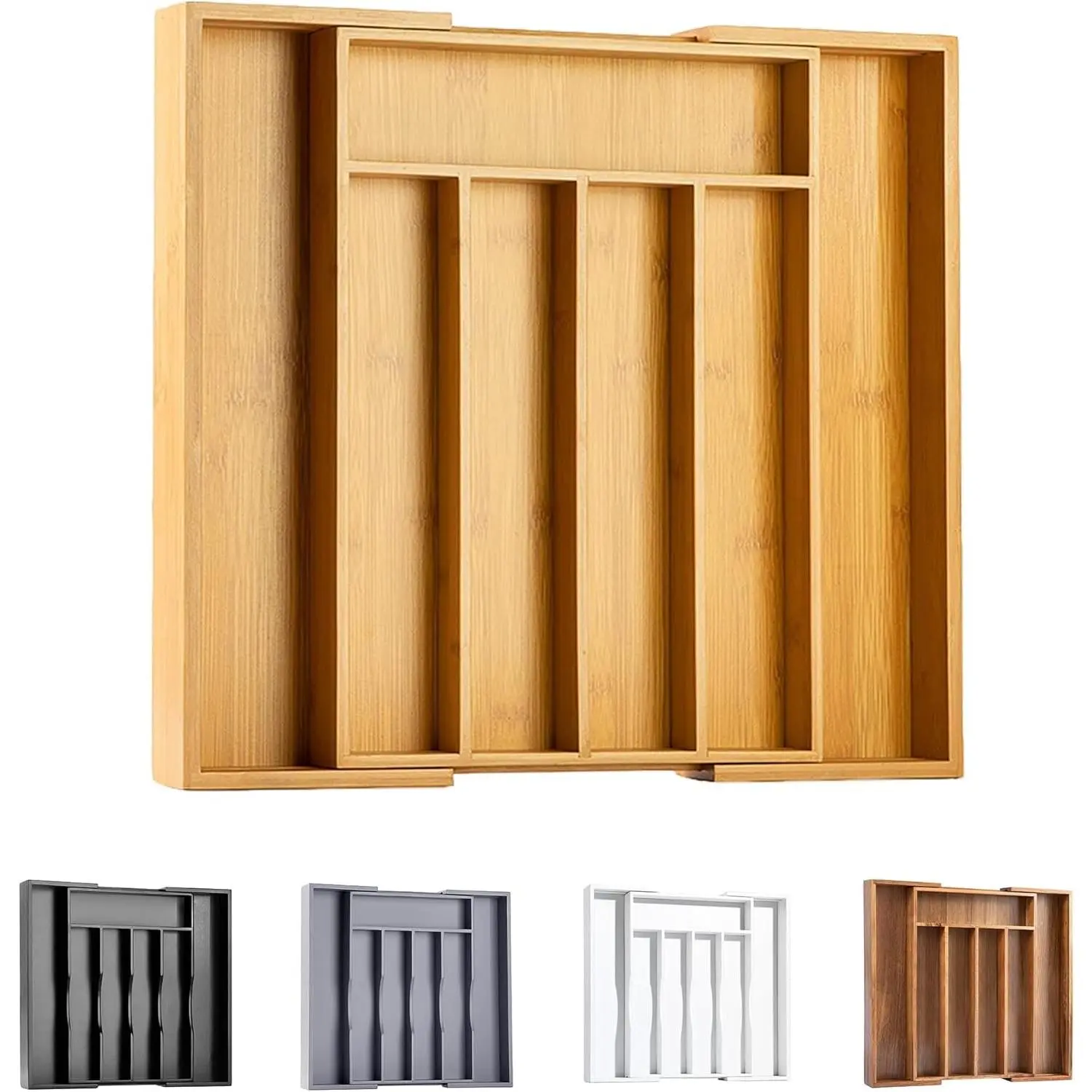Silverware Organizer Kitchen Drawer Organizer Expandable Bamboo Utensil Holder Cutlery Tray for Kitchen Utensil and Flatware Bedroom Office